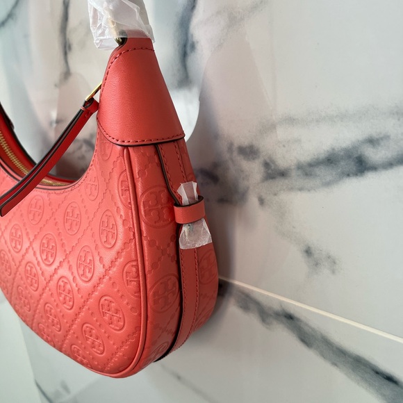 Tory Burch Pink and Brown Shoulder Bag with Embossed Design - Picture 5 of 9